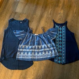 Bundle!! 3 Girls size 14 Blue Tanks Gently used condition